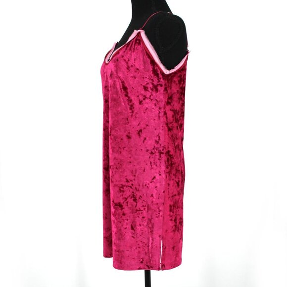 Marc Jacobs Bright Pink Velour Slip Mini Dress Silk Trim Sleeveless 2 XS NEW - Picture 4 of 8